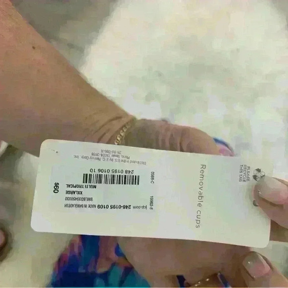 Peyton & Parker blue colorful palm frawn floral print one piece sz xxl 20/22 - Picture 9 of 9